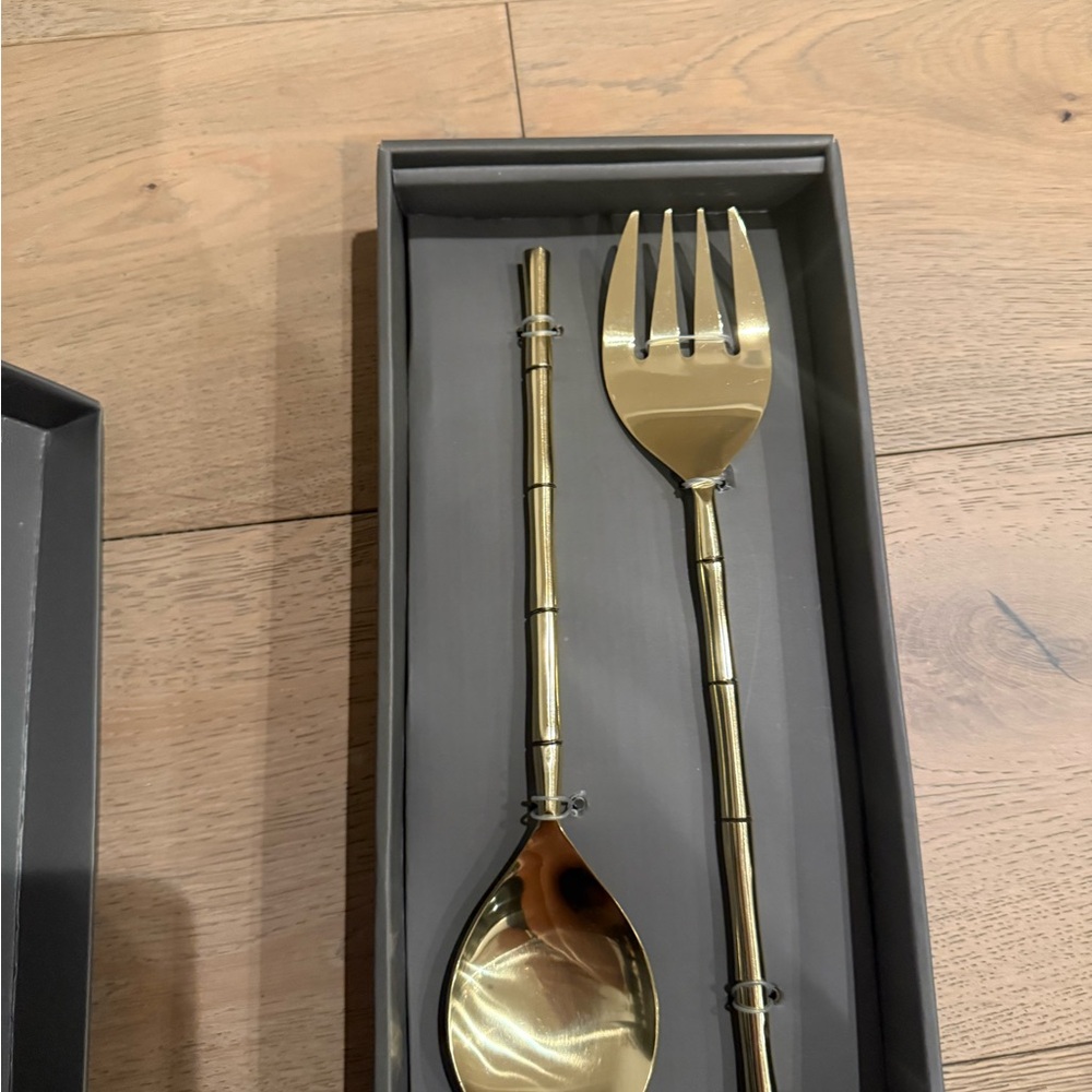 Gold Bamboo Cutlery Set NWT IN box